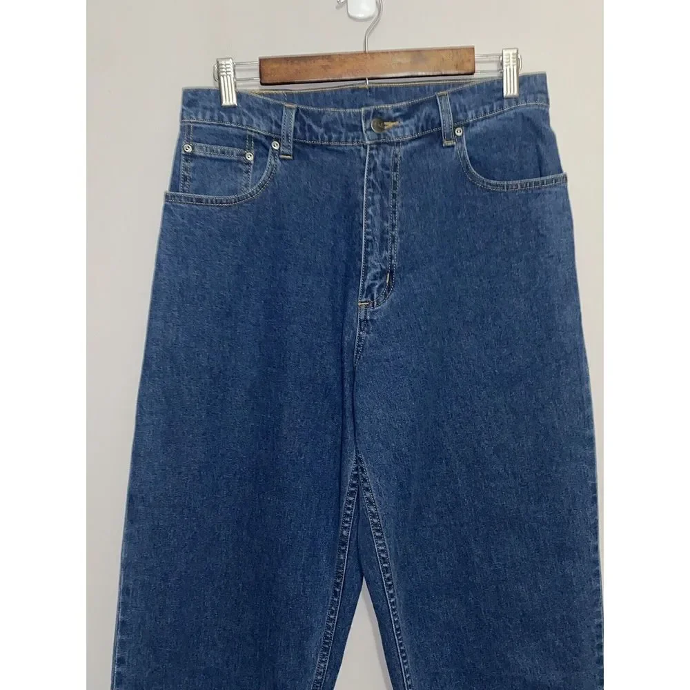 LL Bean Womens High Rise Tapered Leg Jean Classic Mom Jeans Blue Comfort Size 12 - Picture 6 of 15